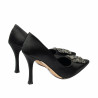 Eleganckie buty damskie 1339 czarny satynowy