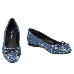 Damskie baleriny 1309 niebieskie jeans