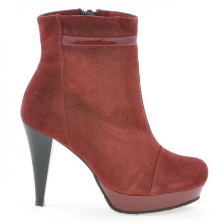 Damskie botki 1130 bordo antilopa