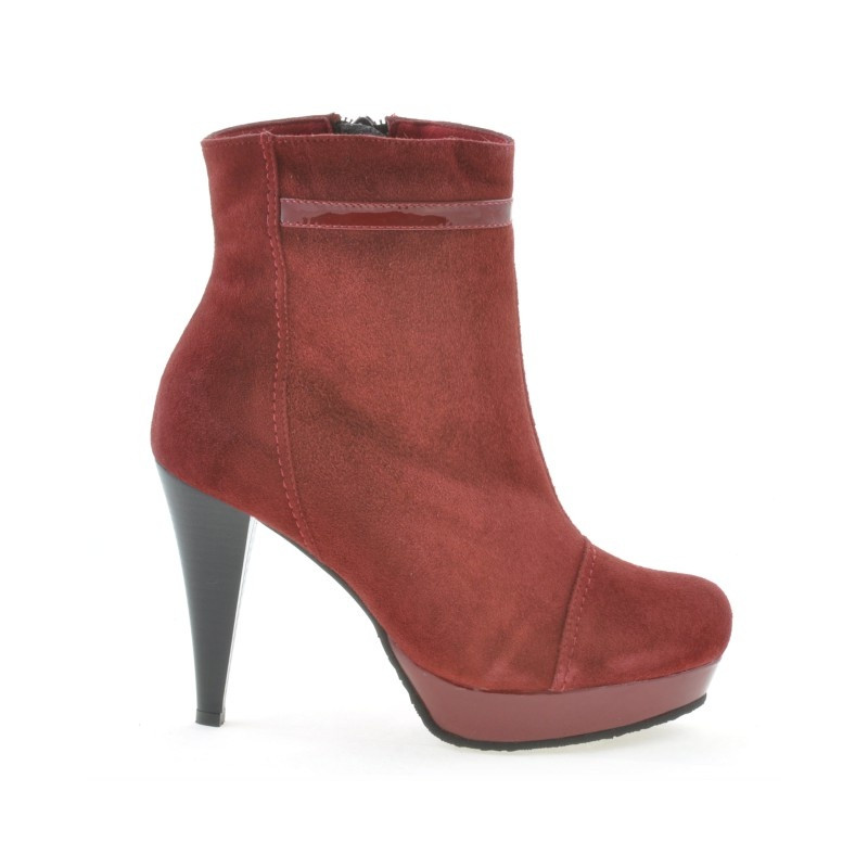 Damskie botki 1130 bordo antilopa