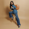 Damskie baleriny 1309 niebieskie jeans lifestyle