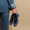 Damskie baleriny 1309 niebieskie jeans lifestyle