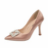 Eleganckie buty damskie 1339 satynowe w kolorze nude