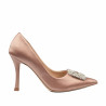 Eleganckie buty damskie 1339 satynowe w kolorze nude