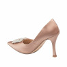 Eleganckie buty damskie 1339 satynowe w kolorze nude