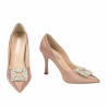 Eleganckie buty damskie 1339 satynowe w kolorze nude