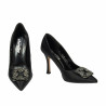 Eleganckie buty damskie 1339 czarny satynowy