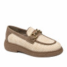 Buty casual damskie 6092 rafia beżowa kombinowana