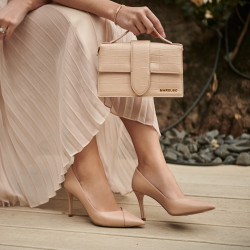 Damskie eleganckie buty 1325 croco beżowe
