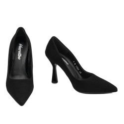 Eleganckie buty damskie 1322 czarny zamsz
