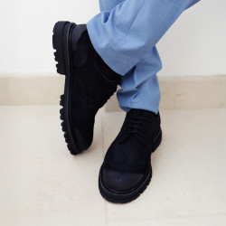 Casualowe buty męskie 989 czarny welur lifestyle