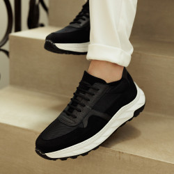 Półbuty casual/sport męskie 986 czarne kombinowane lifestyle