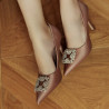 Eleganckie buty damskie 1339 satynowe w kolorze nude lifestyle