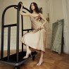 Eleganckie buty damskie 1339 satynowe w kolorze nude lifestyle
