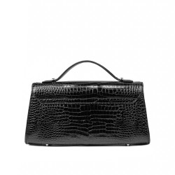 Torebka damska na ramię 041g 01 croco lakier czarny