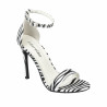 Damskie sandały 1349 satyna zebra biała