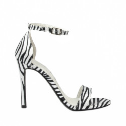 Damskie sandały 1349 satyna zebra biała