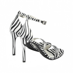 Damskie sandały 1349 satyna zebra biała