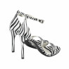 Damskie sandały 1349 satyna zebra biała