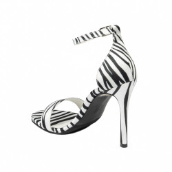 Damskie sandały 1349 satyna zebra biała