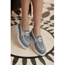 Damskie buty casual 6092 rattan niebieski kombinowany