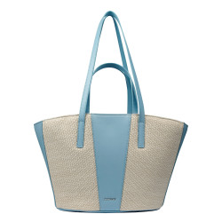 Torba plażowa damska 044g 01 niebieskie niebo+rafia