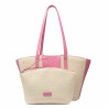 Torebka damska plażowa 044g 01 różowa barbie+rafia