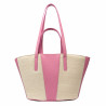 Torebka damska plażowa 044g 01 różowa barbie+rafia