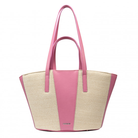 Torebka damska plażowa 044g 01 różowa barbie+rafia