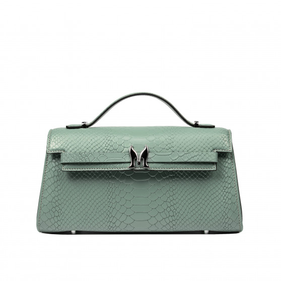 Torebka damska na ramię 041g 01 croco pistacjowa