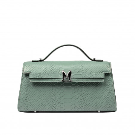 Torebka damska na ramię 041g 01 croco pistacjowa