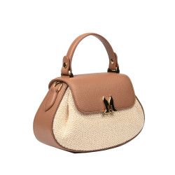 Damska torba ręczna 042g biz camel+rafia