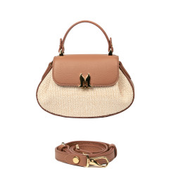 Damska torba ręczna 042g biz camel+rafia