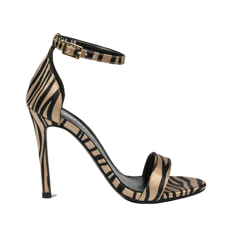 Sandały damskie 1349 satyna zebra beżowa