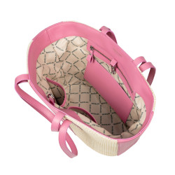 Torebka damska plażowa 044g 01 różowa barbie+rafia