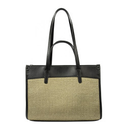 Torebka damska plażowa 045g 01 czarna napa+rafia sand olive