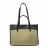 Torebka damska plażowa 045g 01 czarna napa+rafia sand olive