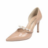 Eleganckie buty damskie 1350 lakierowane beżowe