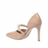 Eleganckie buty damskie 1350 lakierowane beżowe