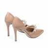 Eleganckie buty damskie 1350 lakierowane beżowe