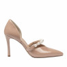 Eleganckie buty damskie 1350 lakierowane beżowe