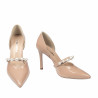 Eleganckie buty damskie 1350 lakierowane beżowe