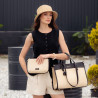 Damska torba plażowa 045g czarna napa+rafia lifestyle