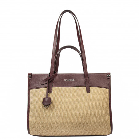 Torba plażowa damska 045g 01 burgund+rafia