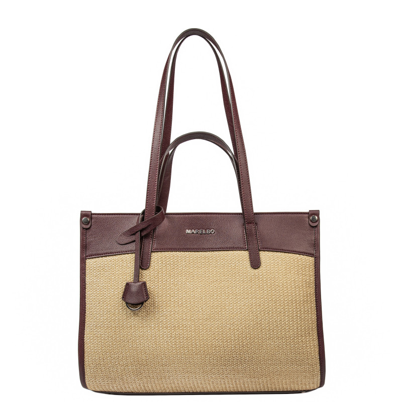 Torba plażowa damska 045g 01 burgund+rafia