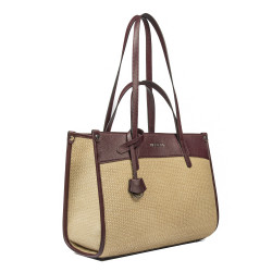 Torba plażowa damska 045g 01 burgund+rafia