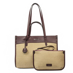 Torba plażowa damska 045g 01 burgund+rafia