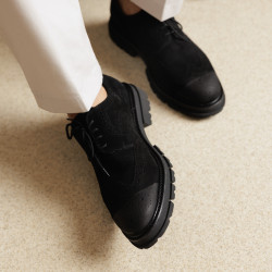Casualowe buty męskie 989 czarny welur lifestyle