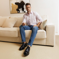 Eleganckie buty męskie 972 lakierowane indygo kombinowane lifestyle