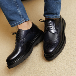 Eleganckie buty męskie 972 lakierowane indygo kombinowane lifestyle
